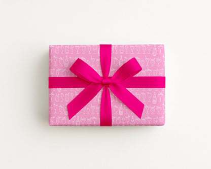 Cocktails Coastal Preppy Pink Gift Wrap