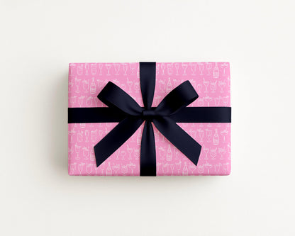 Cocktails Coastal Preppy Pink Gift Wrap