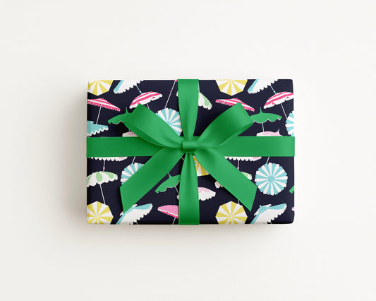 Beach Umbrella Party Coastal Preppy Gift Wrap