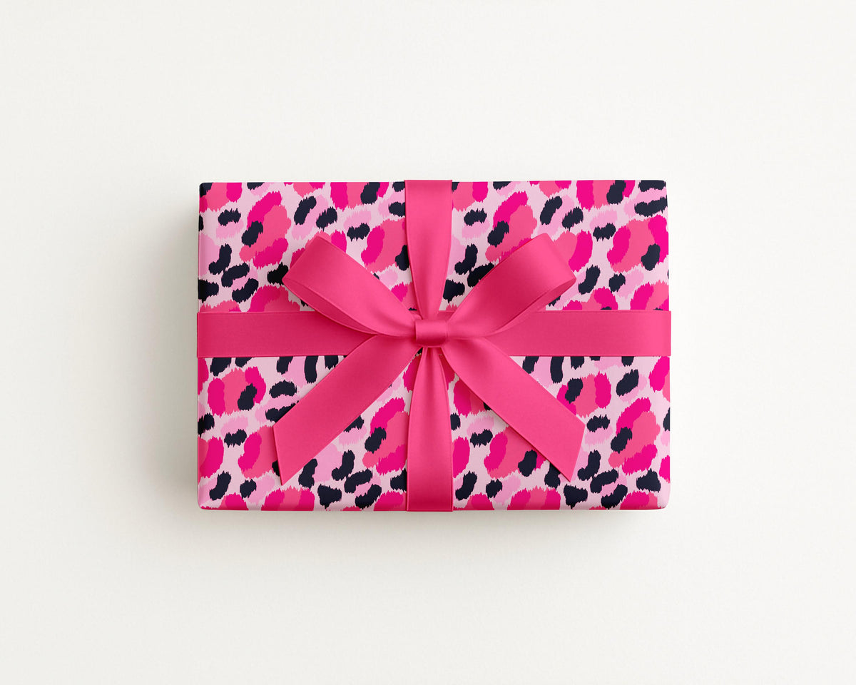 Leopard Pink Navy Coastal Preppy Gift Wrap