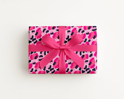 Leopard Pink Navy Coastal Preppy Gift Wrap