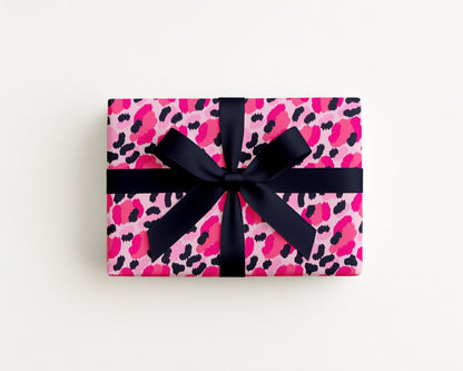 Leopard Pink Navy Coastal Preppy Gift Wrap