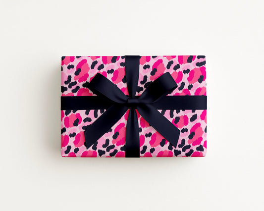Leopard Pink Navy Coastal Preppy Gift Wrap