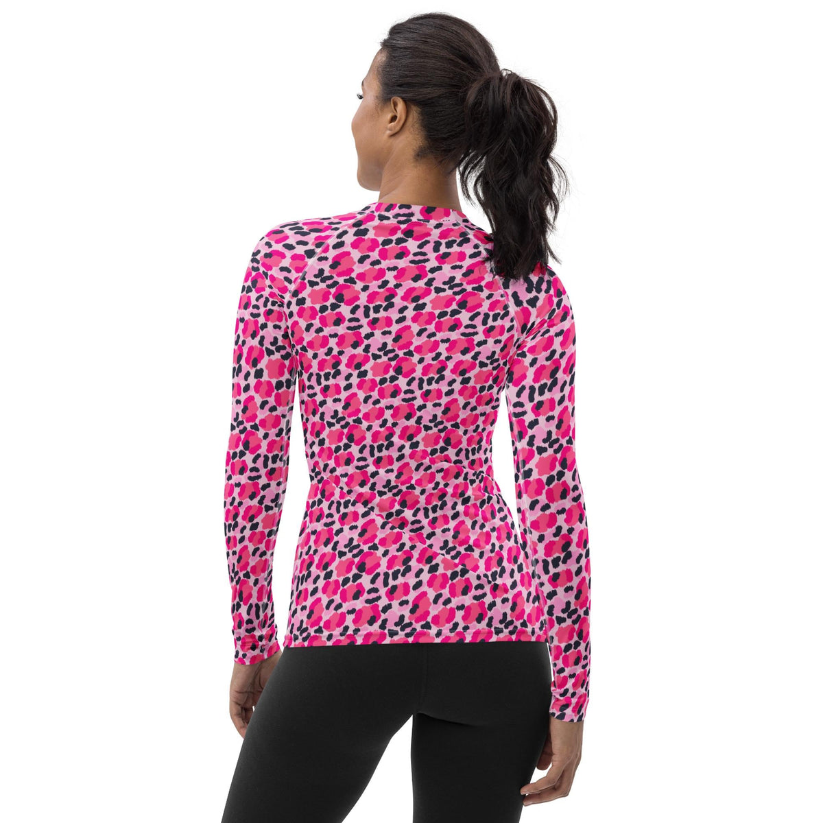 Leopard Pink Navy Coastal Preppy Women's Rash Guard