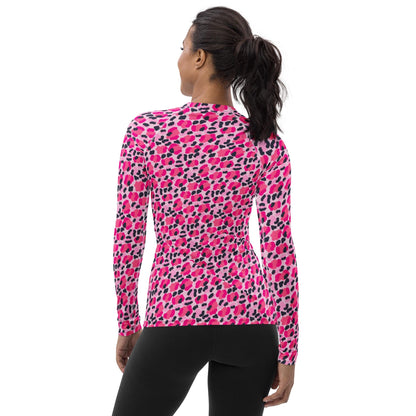 Leopard Pink Navy Coastal Preppy Women's Rash Guard