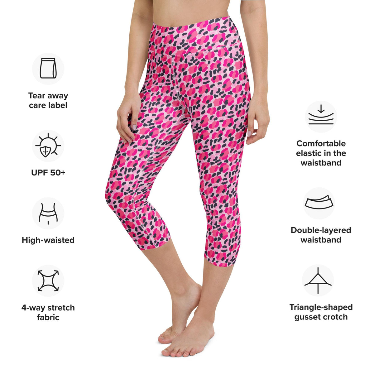 Leopard Pink Navy Coastal Preppy Yoga Capri Leggings