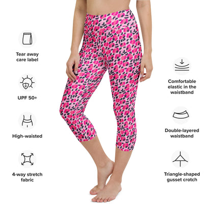Leopard Pink Navy Coastal Preppy Yoga Capri Leggings