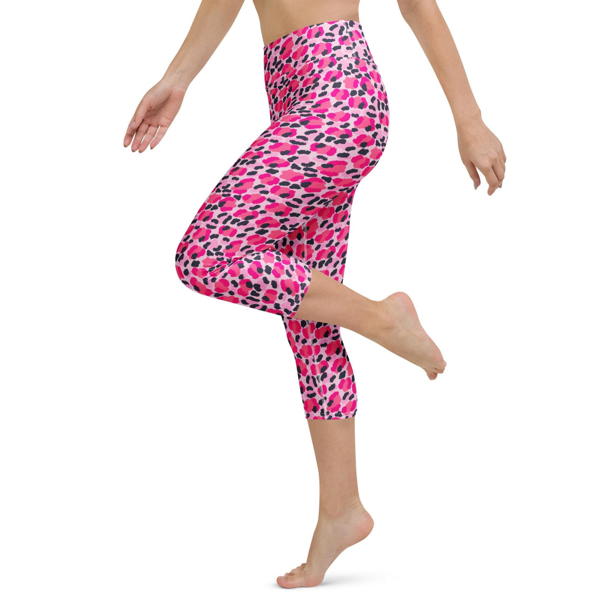 Leopard Pink Navy Coastal Preppy Yoga Capri Leggings