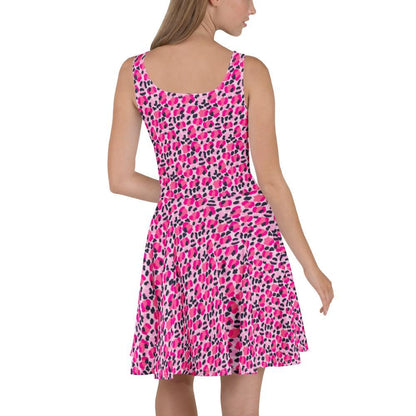 Jersey Knit Leopard Pink Navy Coastal Preppy Skater Dress womens casual