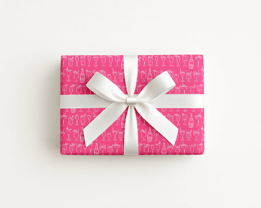 Cocktails Coastal Preppy Pink Gift Wrap