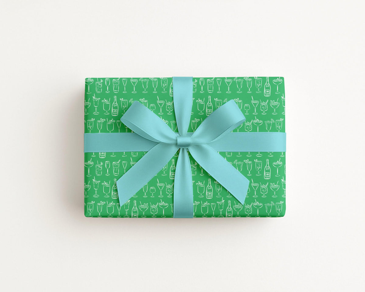 Cocktails Green gift wrap in green by The Happy Fun Shop, photo 3 of 5