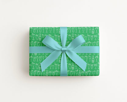 Cocktails Green gift wrap in green by The Happy Fun Shop, photo 3 of 5