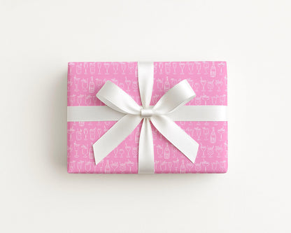 Cocktails Coastal Preppy Pink Gift Wrap
