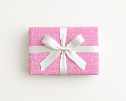Cocktails Coastal Preppy Pink Gift Wrap