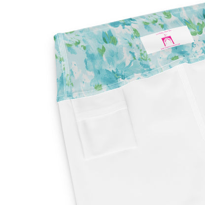 Nantucket Blue Hydrangea Yoga Capri Leggings