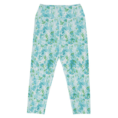 Nantucket Blue Hydrangea Yoga Capri Leggings