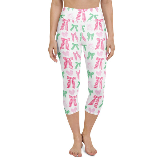Yoga capri leggings in pink and green by The Happy Fun Shop, photo 2 of 10