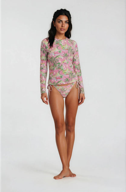 Palm Beach Tiki Hut Pink string bikini in pink by The Happy Fun Shop, photo 3 of 9
