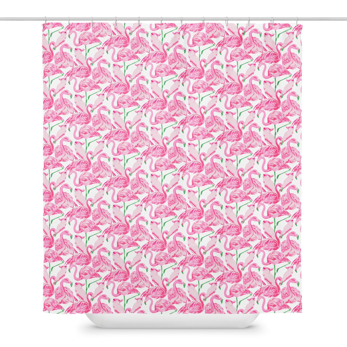 Palm Springs Flamingo Coastal Preppy Shower Curtain