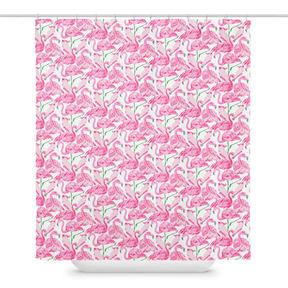 Palm Springs Flamingo Coastal Preppy Shower Curtain