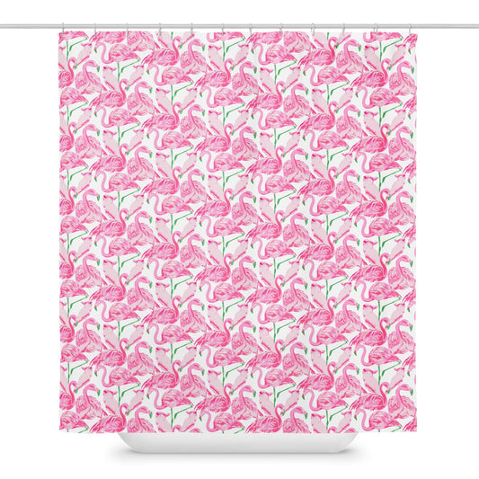 Palm Springs Flamingo Coastal Preppy Shower Curtain