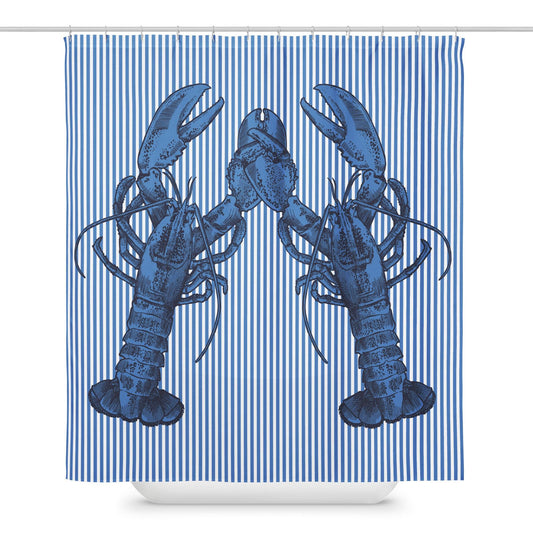 Nauti Love Lobster Coastal Preppy Shower curtain