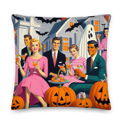 A Very Batty Halloween Cocktail Party Throw Pillow | Coastal Preppy Fall Decor | Happy Fun Ghost & P