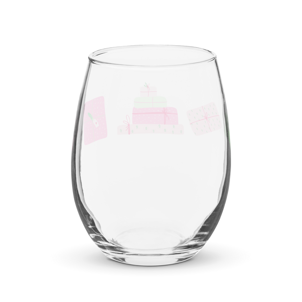 Holiday Presents Stemless wine glass