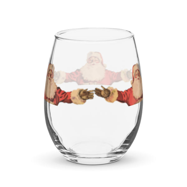Happy Santa Claus Stemless wine glass