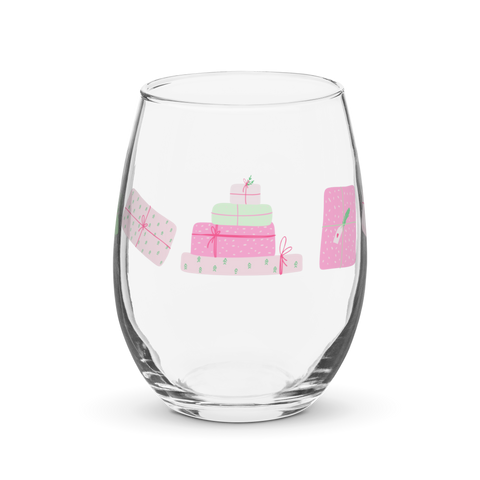 Holiday Presents Stemless wine glass