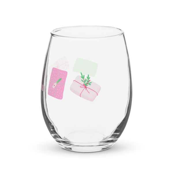 Holiday Presents Stemless wine glass