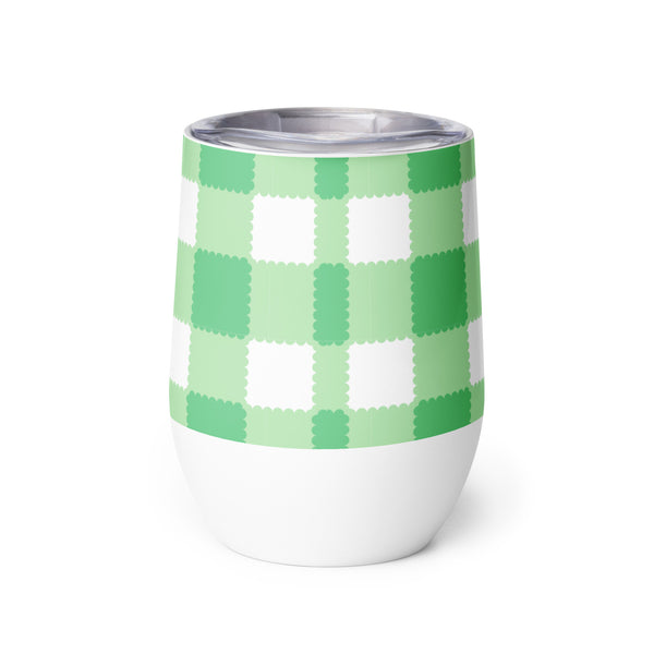 Scalloped Gingham Wine tumbler Spring Green