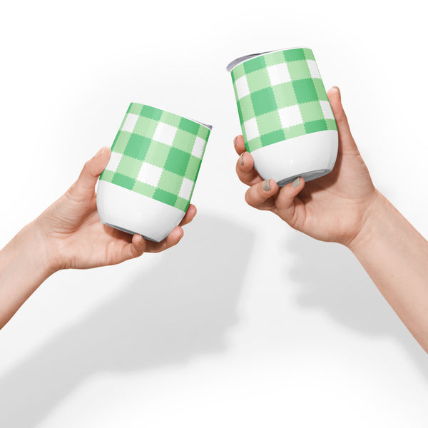 Scalloped Gingham Wine tumbler Spring Green