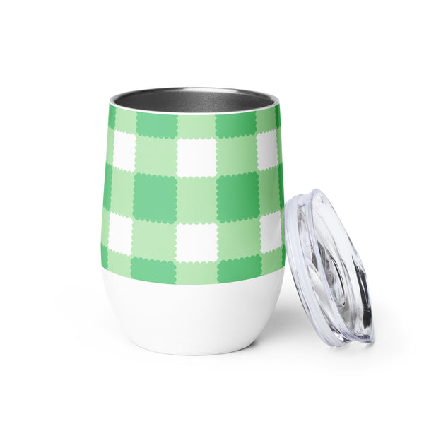 Scalloped Gingham Wine tumbler Spring Green