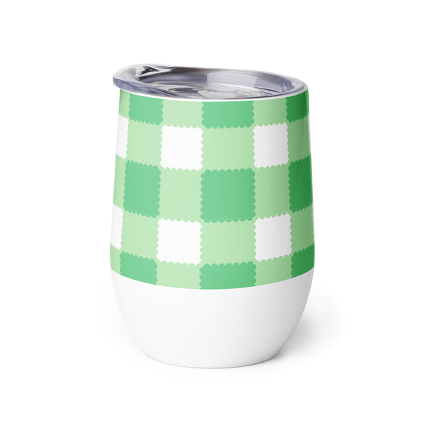 Scalloped Gingham Wine tumbler Spring Green