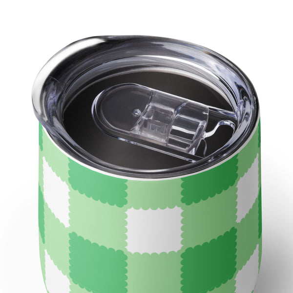 Scalloped Gingham Wine tumbler Spring Green