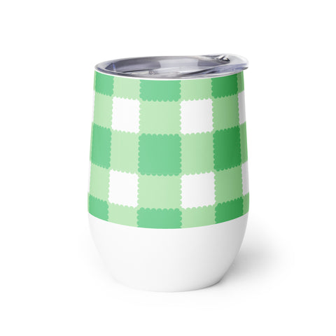 Scalloped Gingham Wine tumbler Spring Green