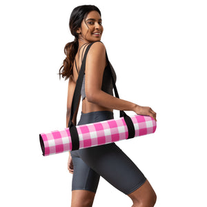 Scalloped Gingham Yoga mat Bright Pink