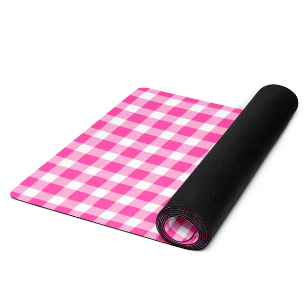 Scalloped Gingham Yoga mat Bright Pink