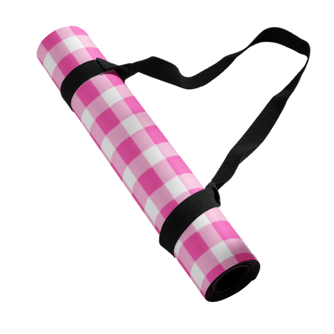 Scalloped Gingham Yoga mat Bright Pink