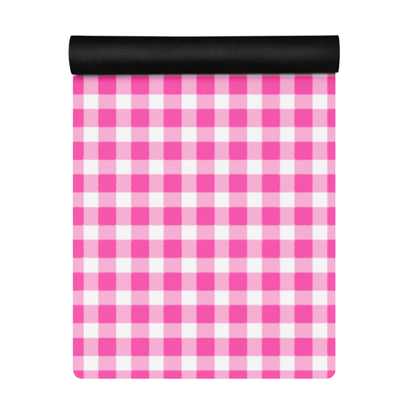 Scalloped Gingham Yoga mat Bright Pink