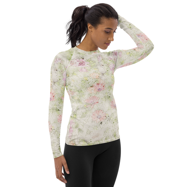 Watercolor Floral Women's Rash Guard