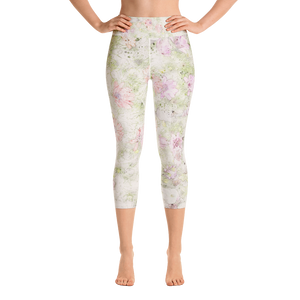 Watercolor Floral Yoga Capri Leggings