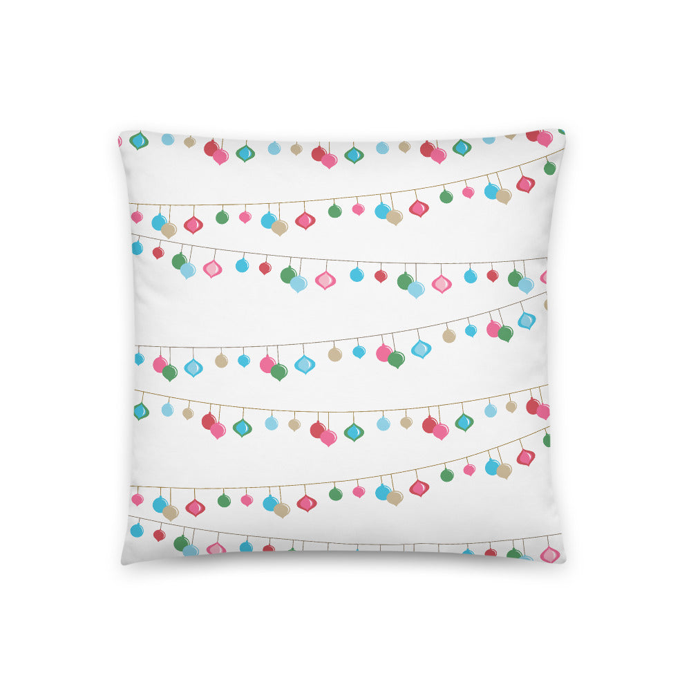 Holiday String Light Print Throw Pillow
