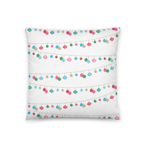 Holiday String Light Print Throw Pillow