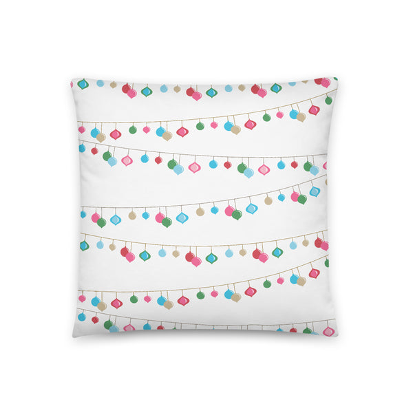 Holiday String Light Print Throw Pillow