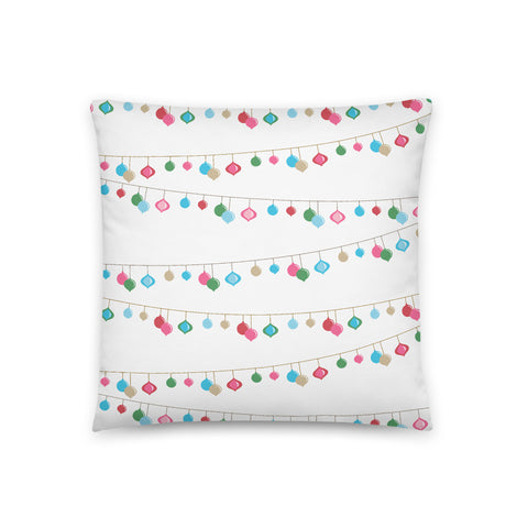 Holiday String Light Print Throw Pillow