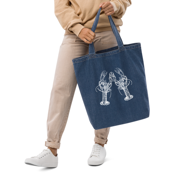Nauti Love Lobster Organic denim tote bag