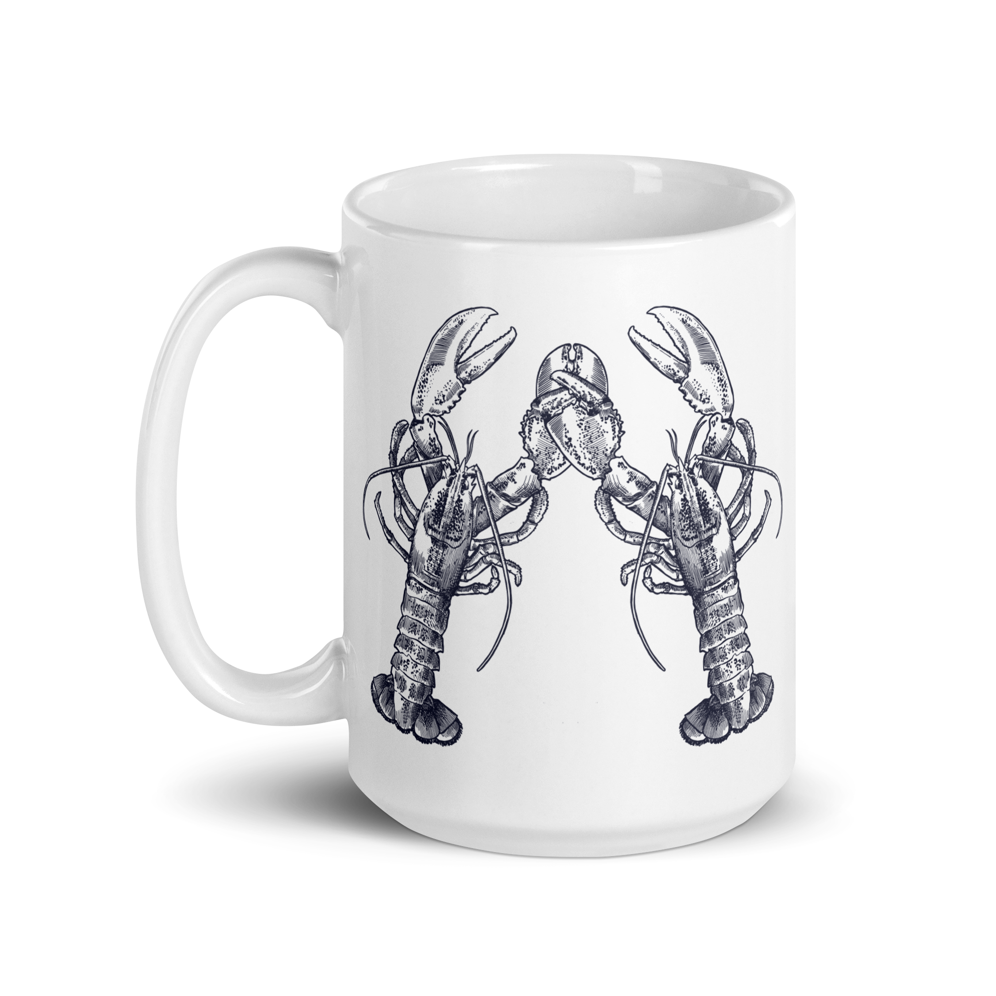 Nauti Love Lobster White glossy mug