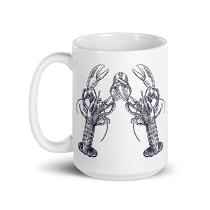 Nauti Love Lobster White glossy mug